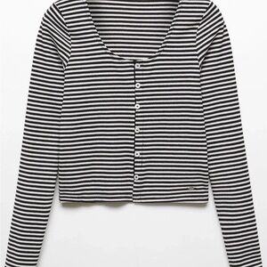 MANGO TEEN GIRLS BUTTONED STRIPED Long Sleeve SIZE XXS